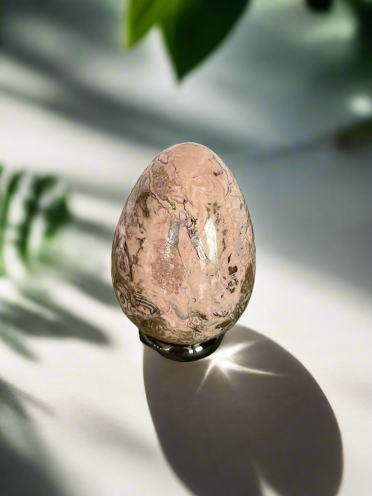 Rhodochrosite Egg with holder