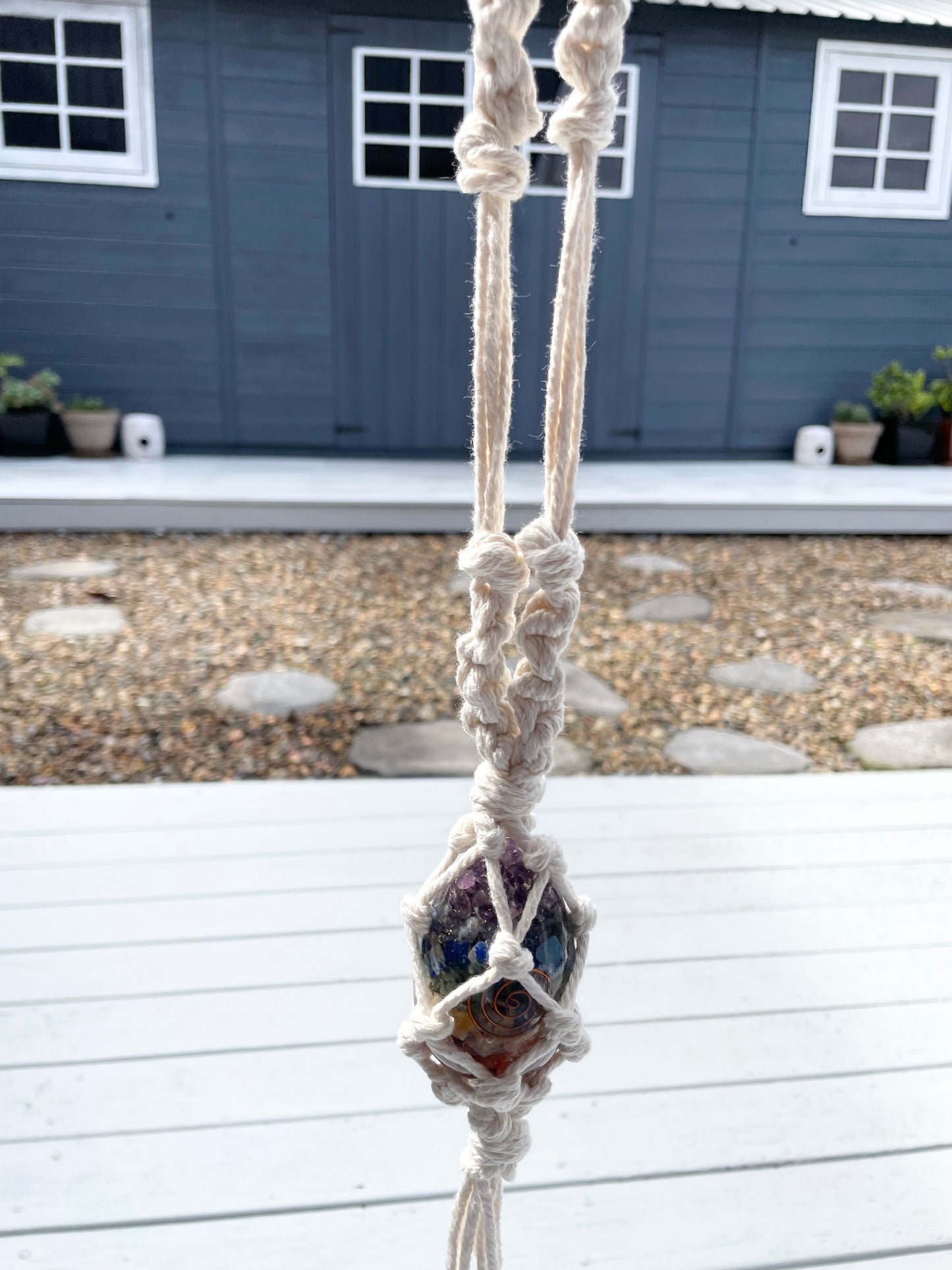 Made by Wayne Macrame Hanging - Chakra Orgone Egg