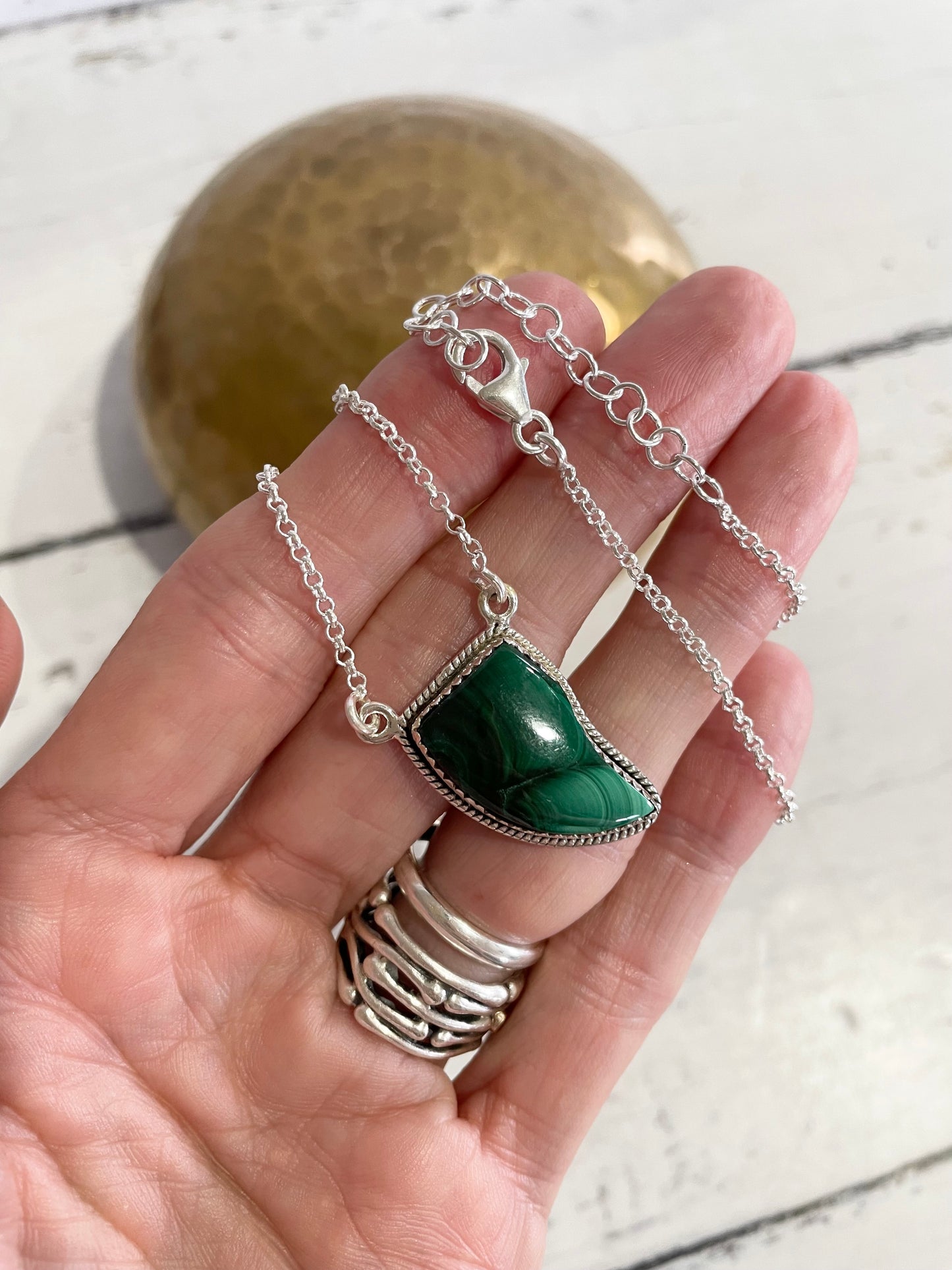 Malachite Silver Necklace