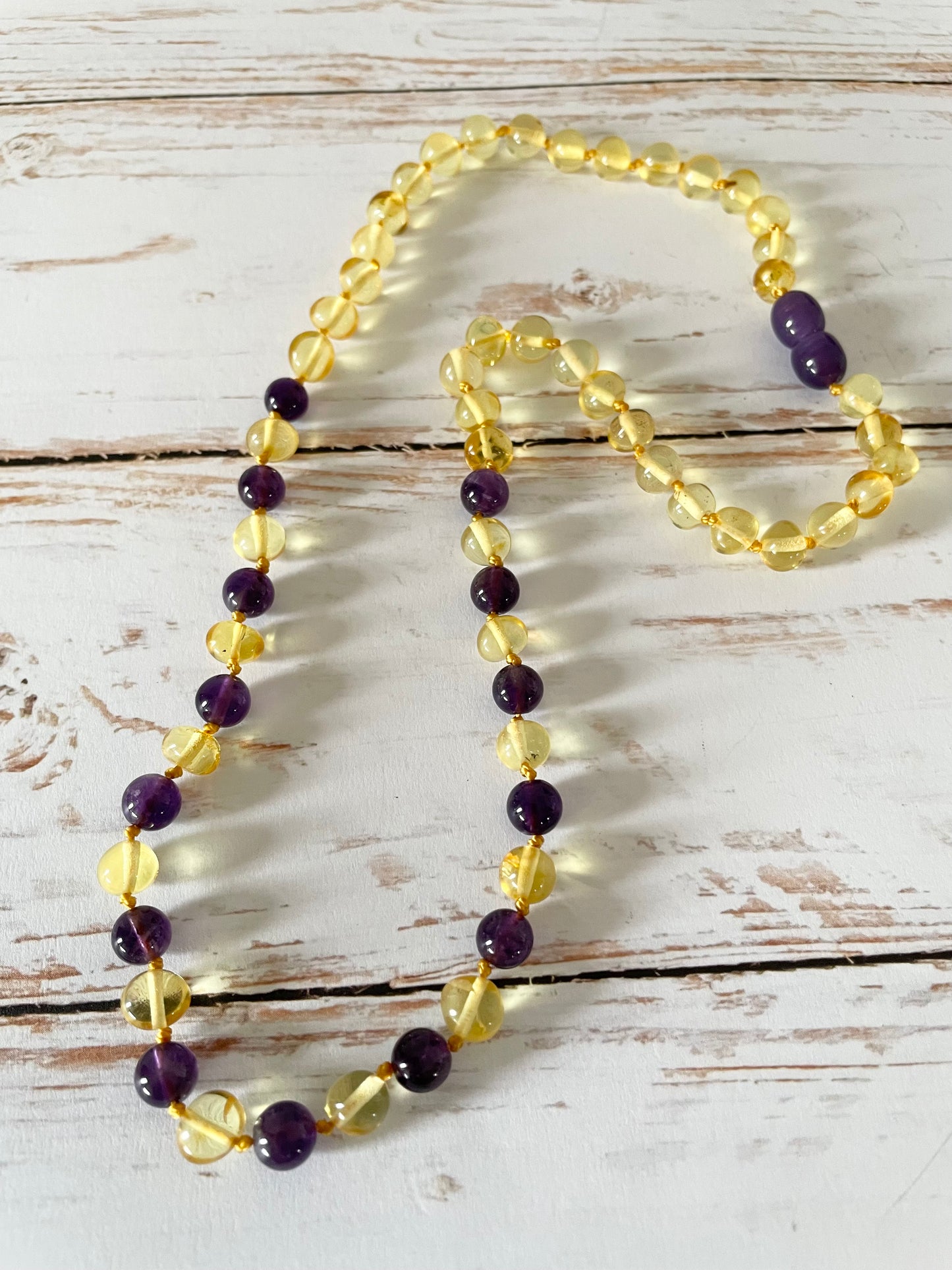 Lithuanian Amber & Amethyst Necklace