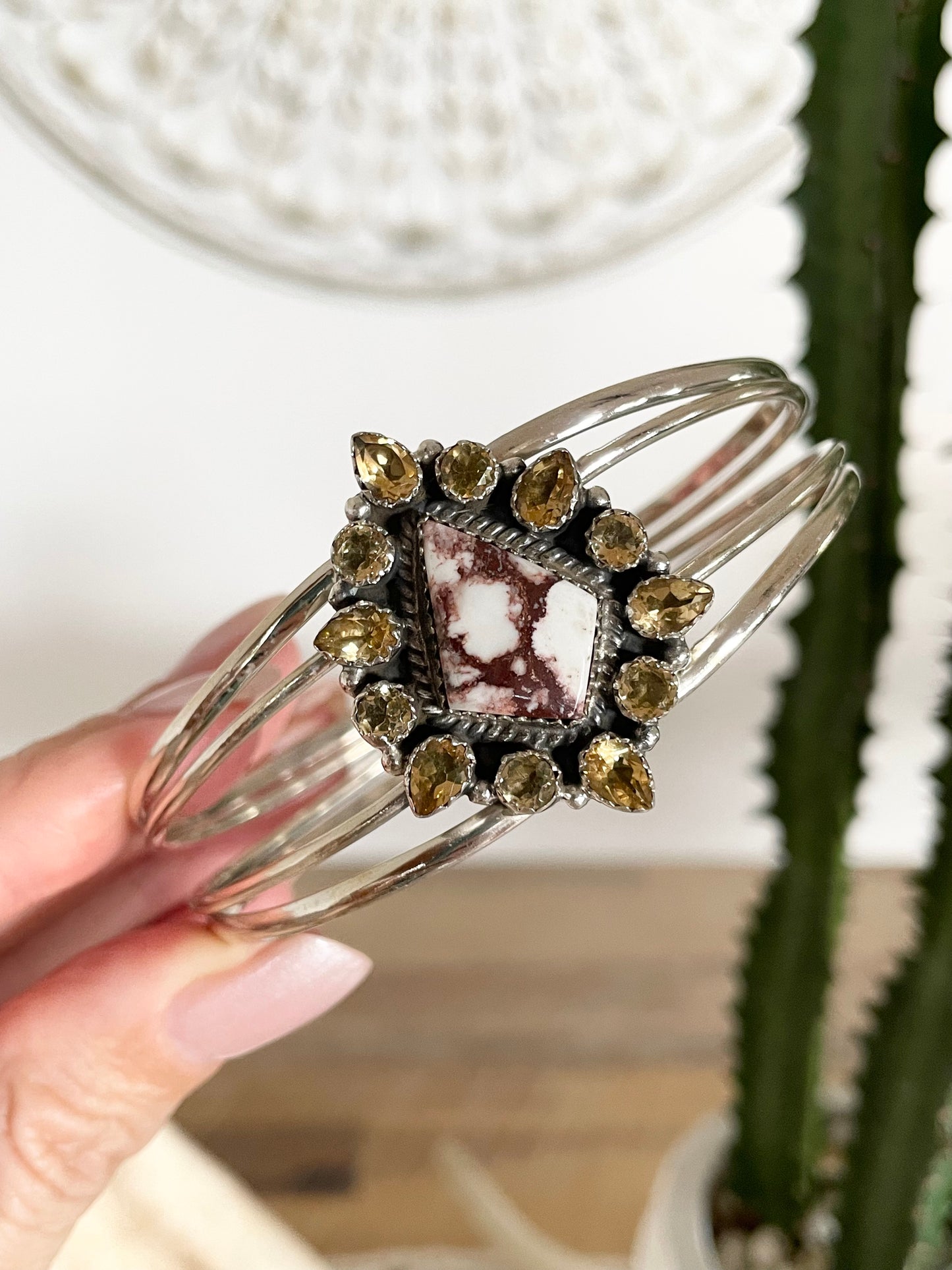 Wild Horse Turquoise & Citrine Cuff Sterling silver