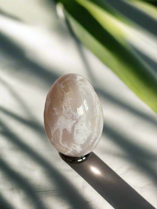 Snow Agate Egg with holder