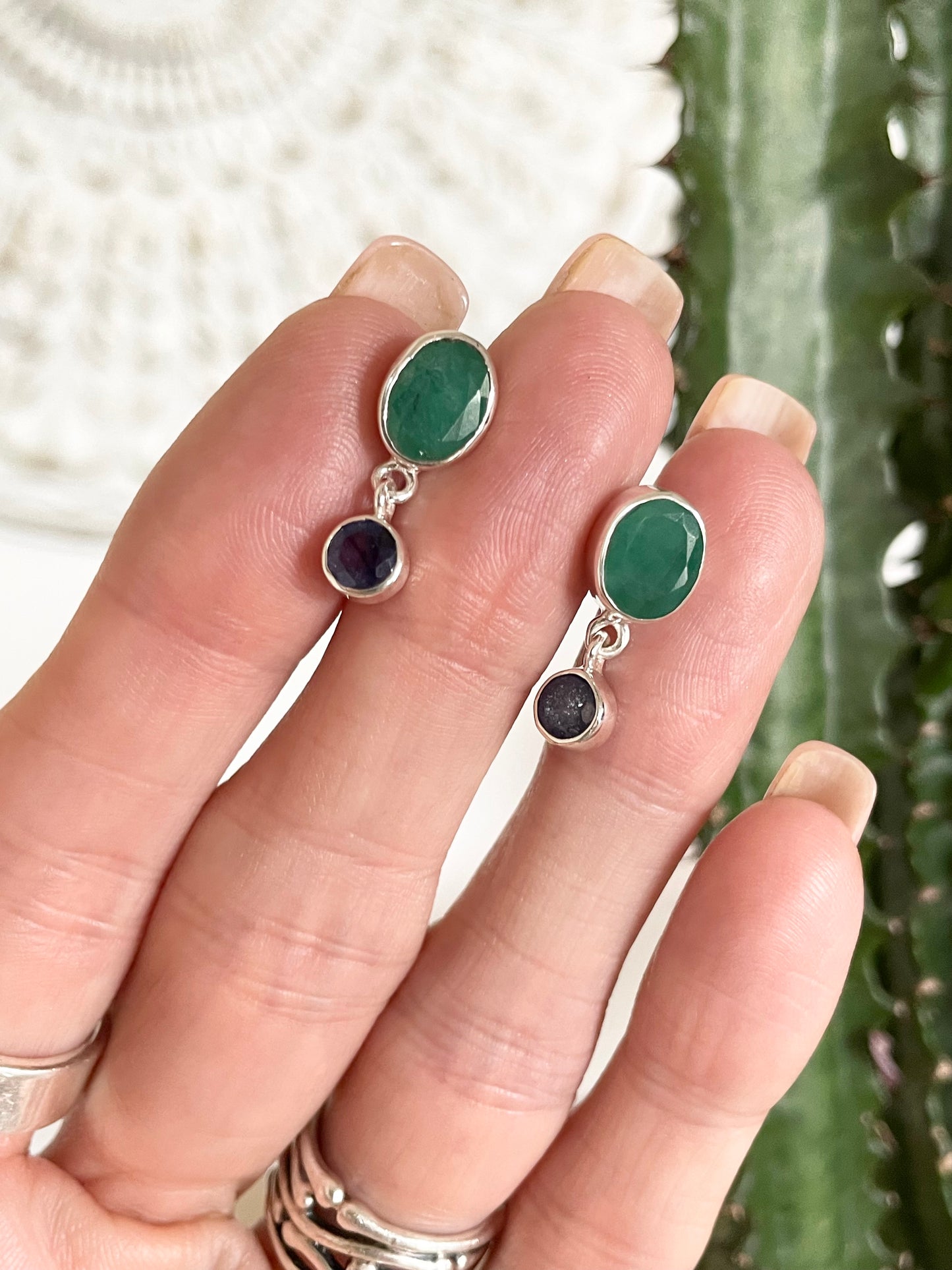 Emerald & Sapphire Studs