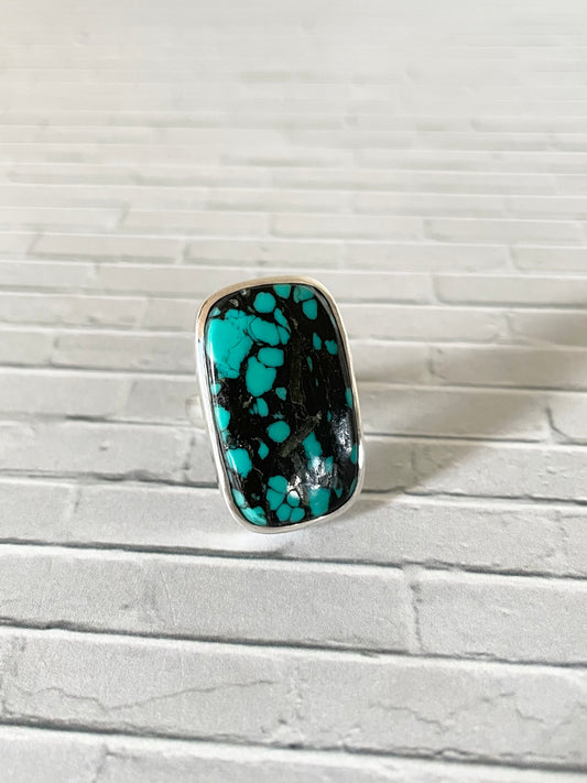 Tibetan Turquoise Silver Ring ~ size 7