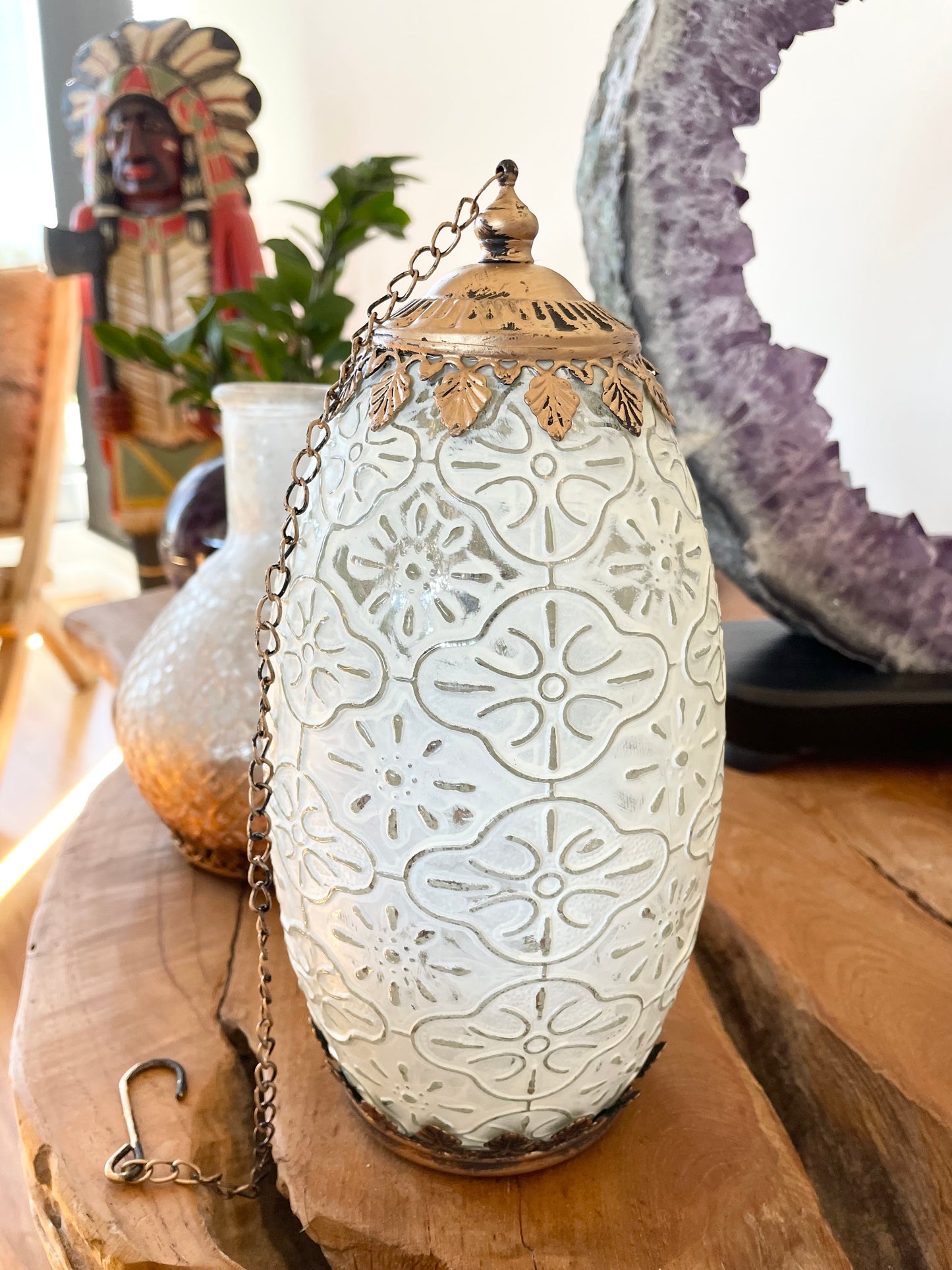 Vintage LED Lantern Tall White