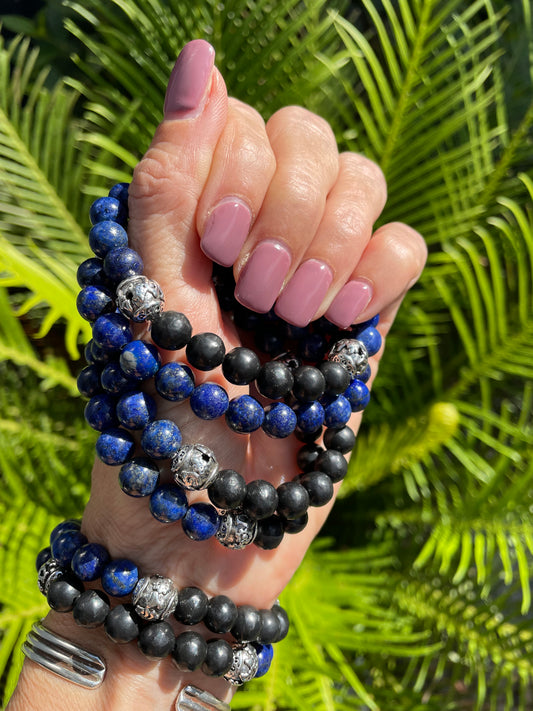Shungite & Lapis Lazuli Healing Bracelet ~ AWAKEN