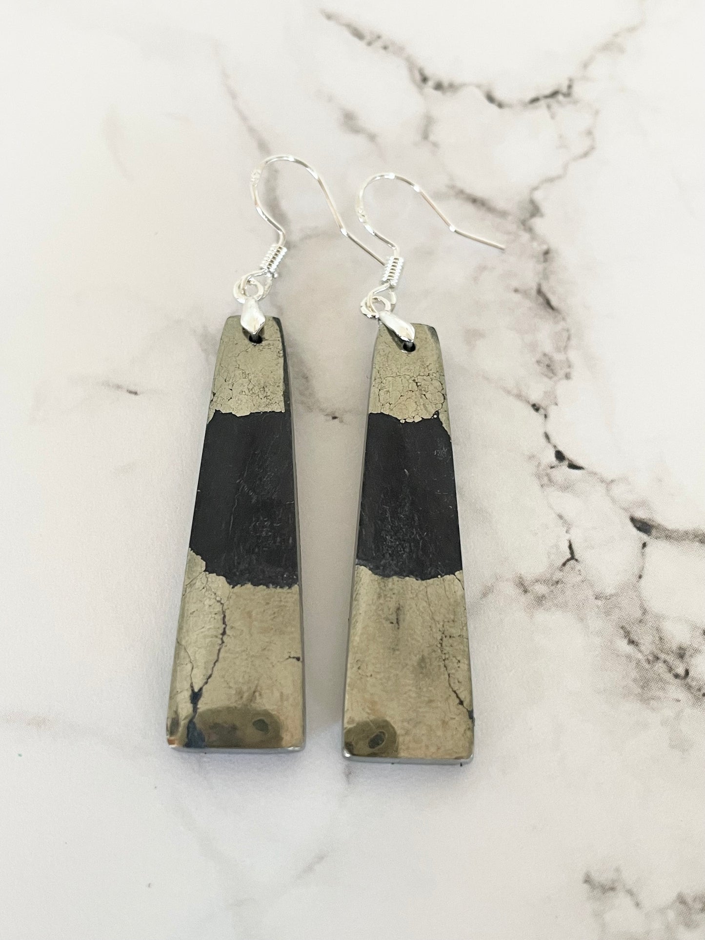 Apache Tears/Pyrite Dangles ~ SweetGrass Studio