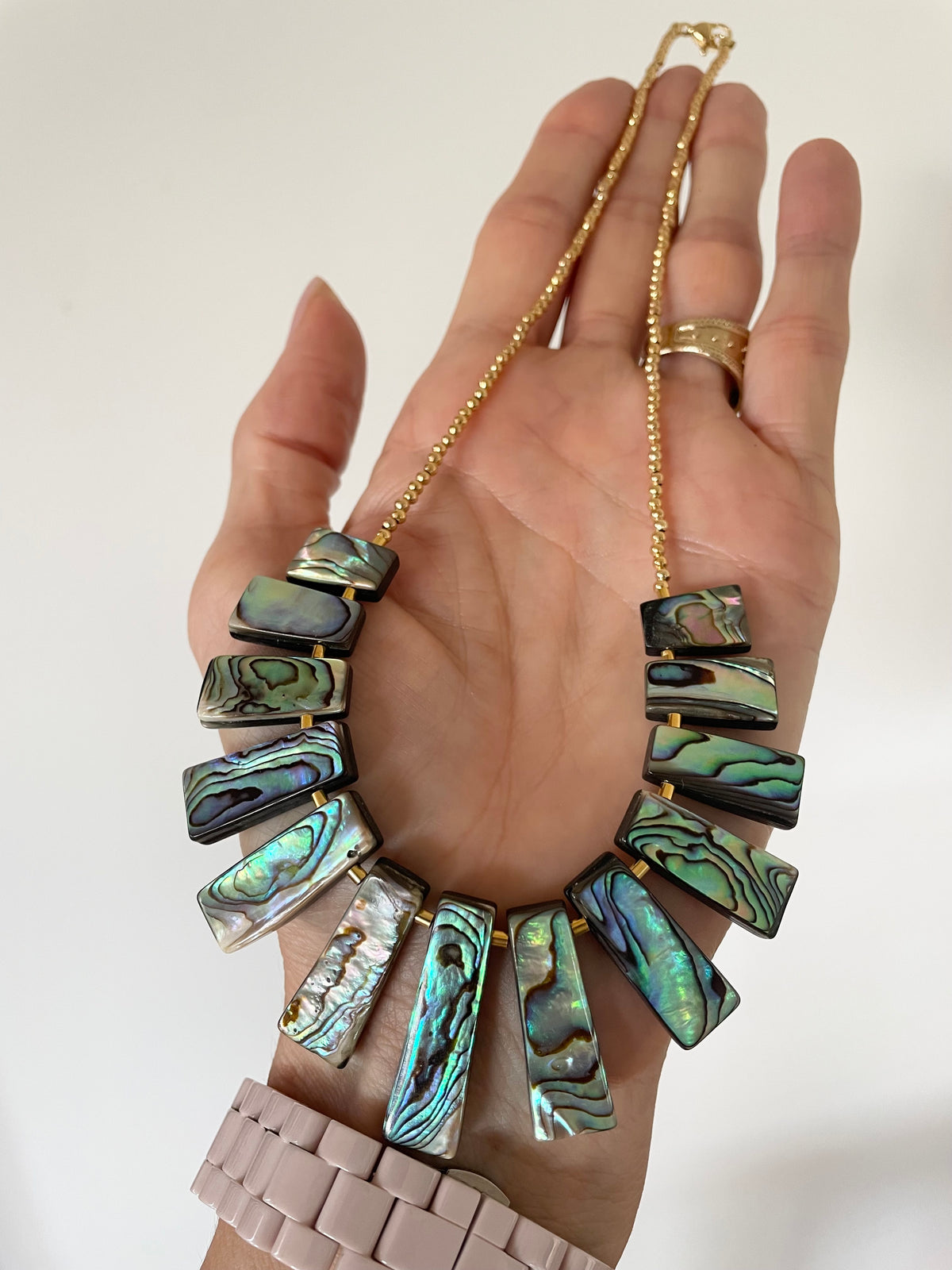 Made by Wayne ~ Abalone beaded necklace