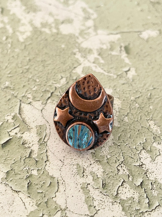 Copper Ring ~ Calcite Calisilica