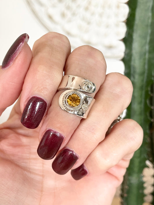 Citrine Ring Adjustable ~ Sizes 6-9.5