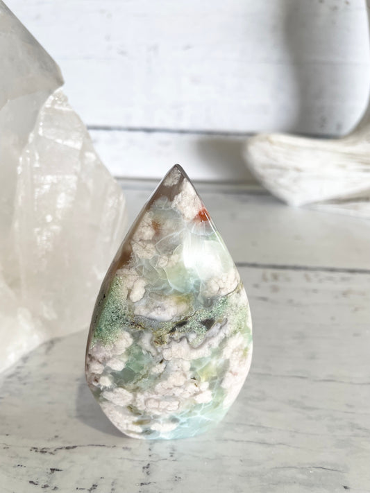 Green Flower Agate Dome