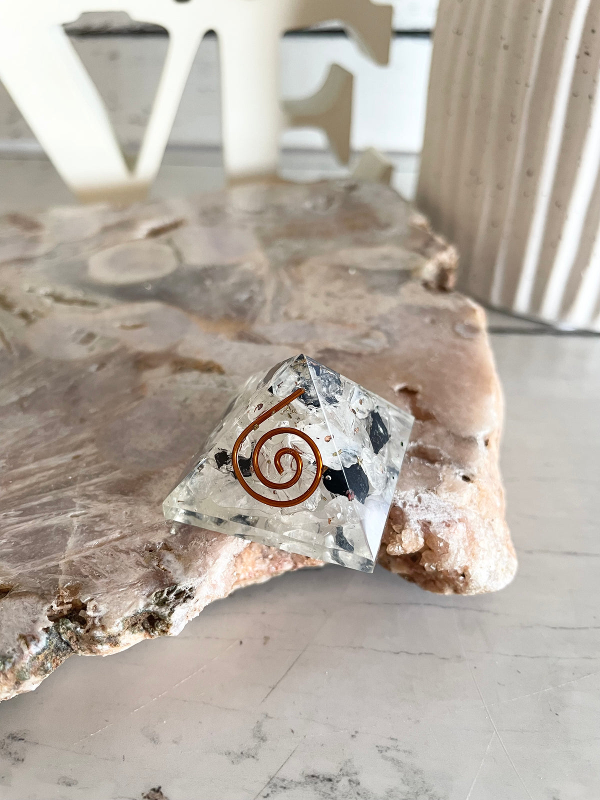 Orgone pyramid ~ Tourmaline in Quartz