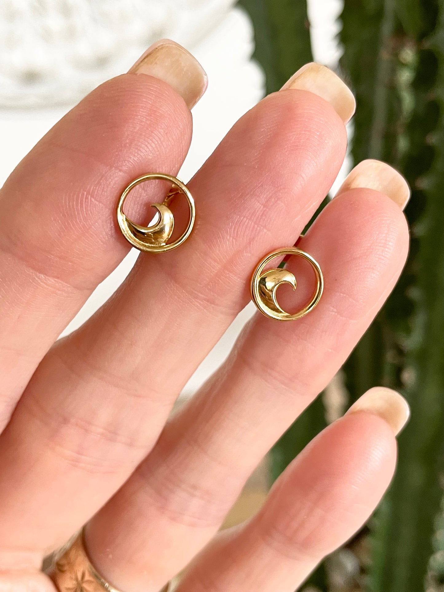 18K Gold Electroplated- Ocean waves studs