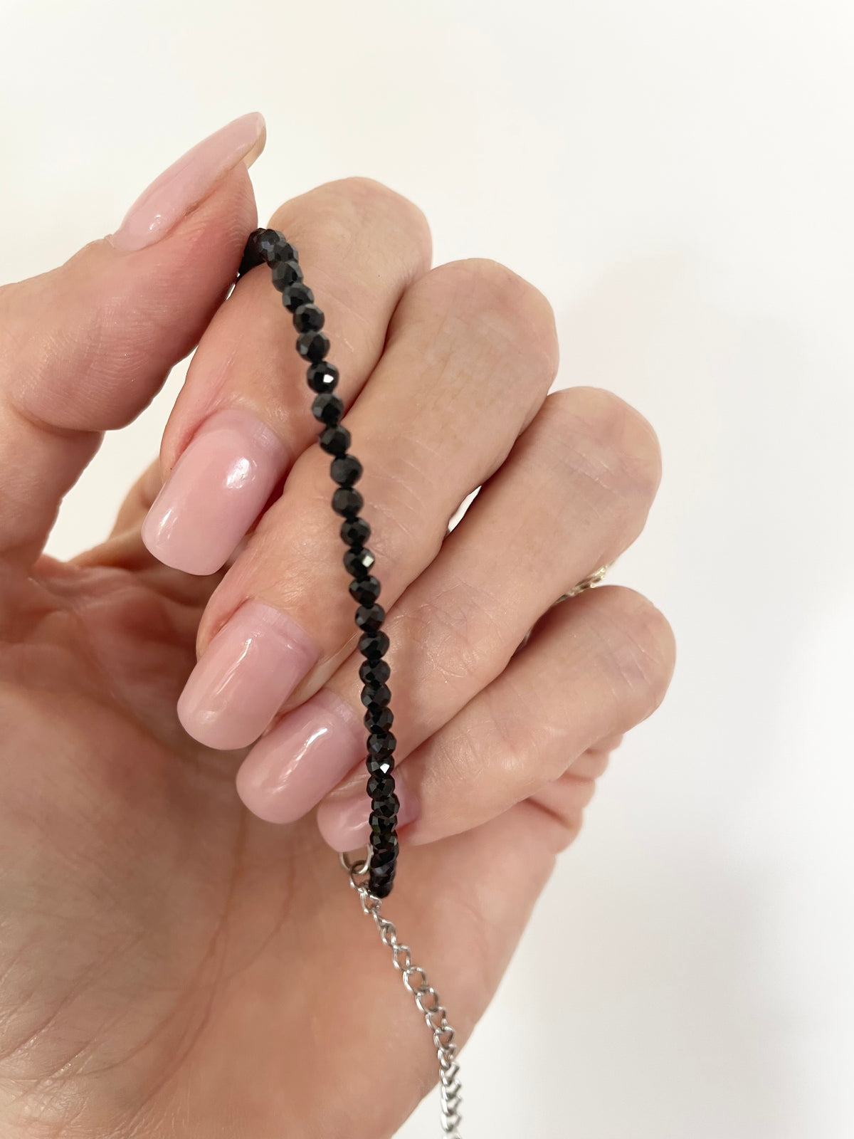 Faceted black spinel bracelet