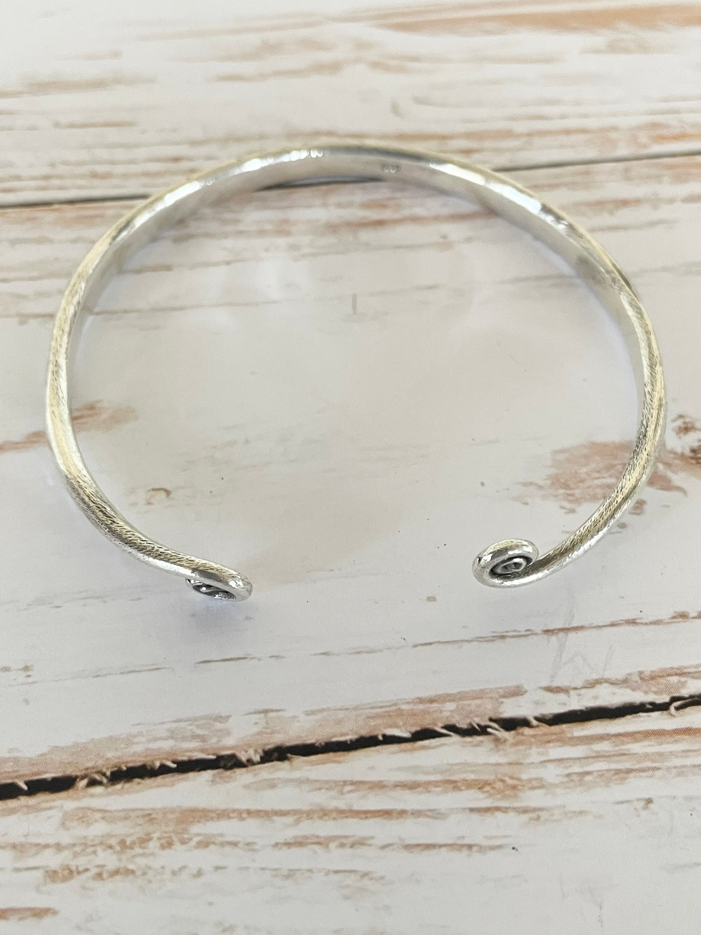 Tribal Hand stamped solid silver cuff