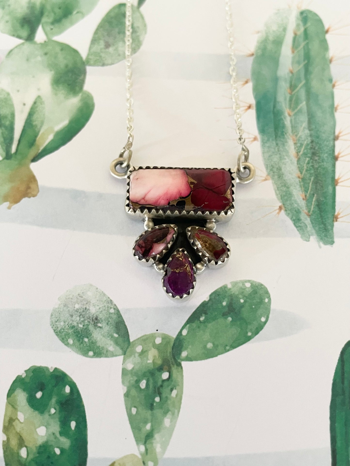 Rose Dahlia Kingman Turquoise Necklace