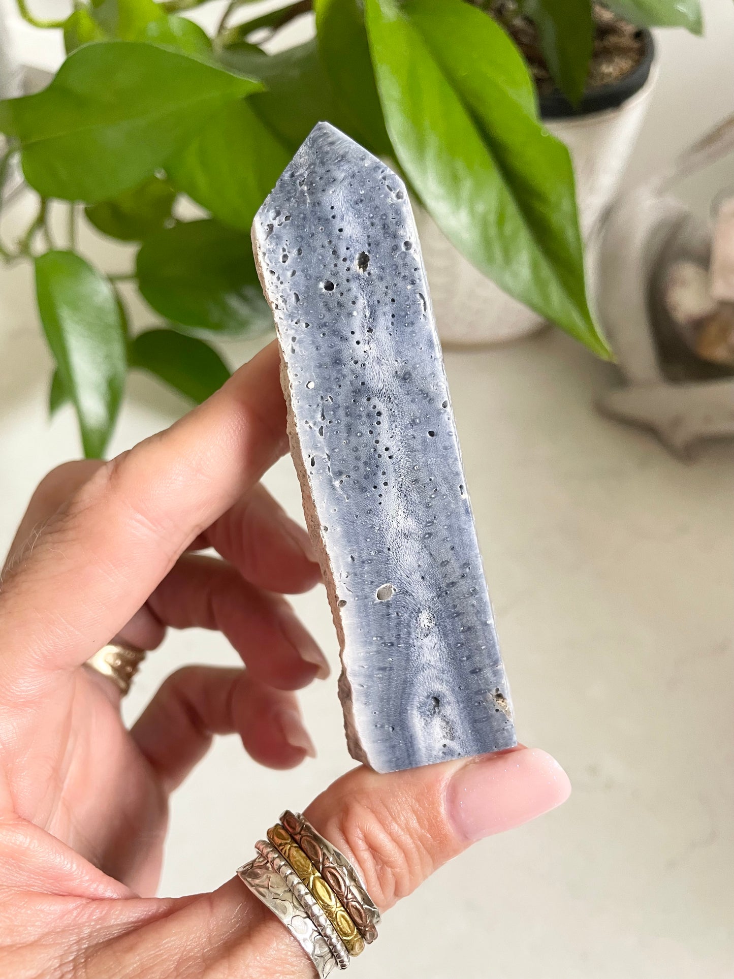 Blue coral jade Obelisk