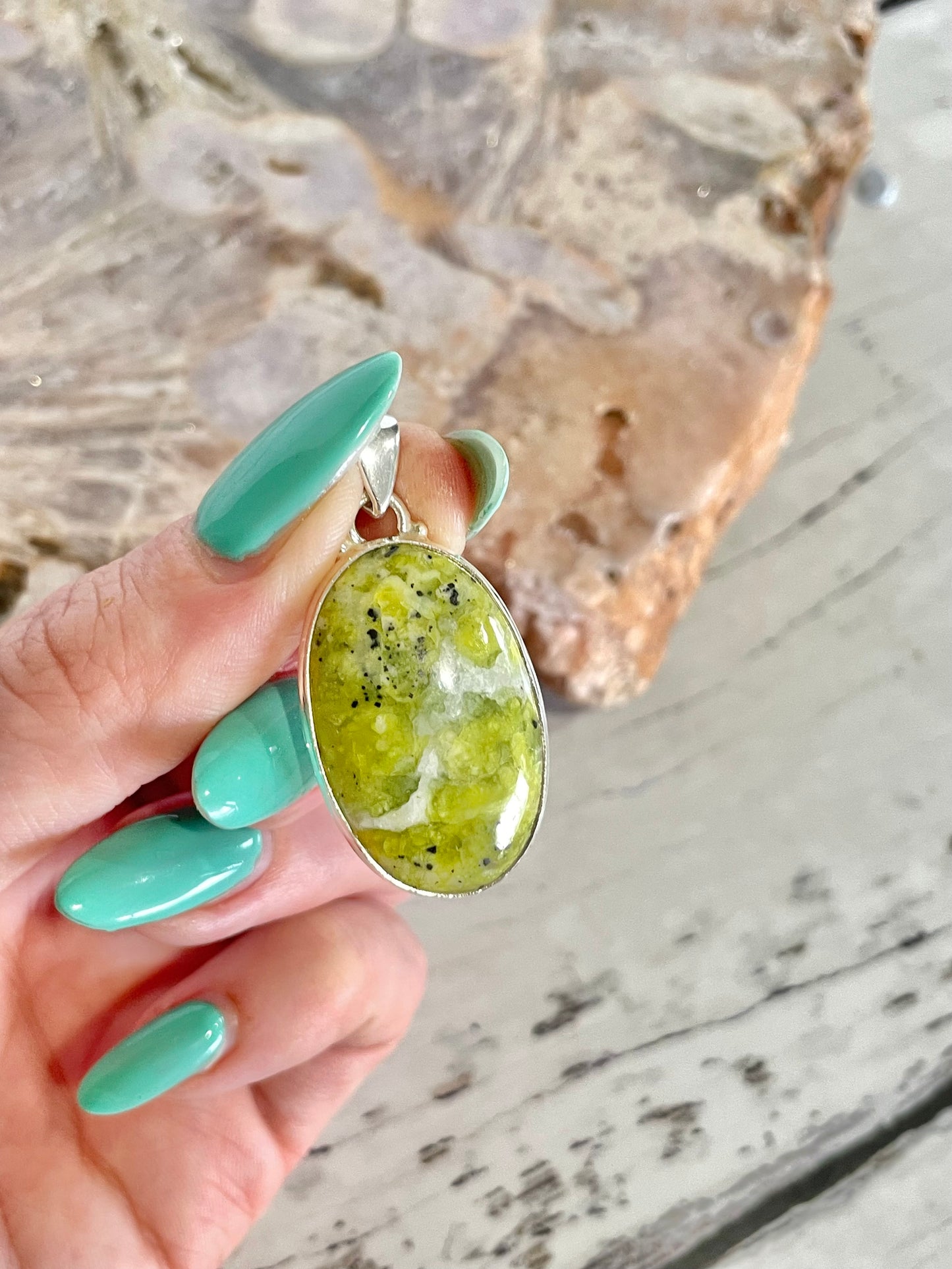 Yellow Serpentine /Lizardite Pendant