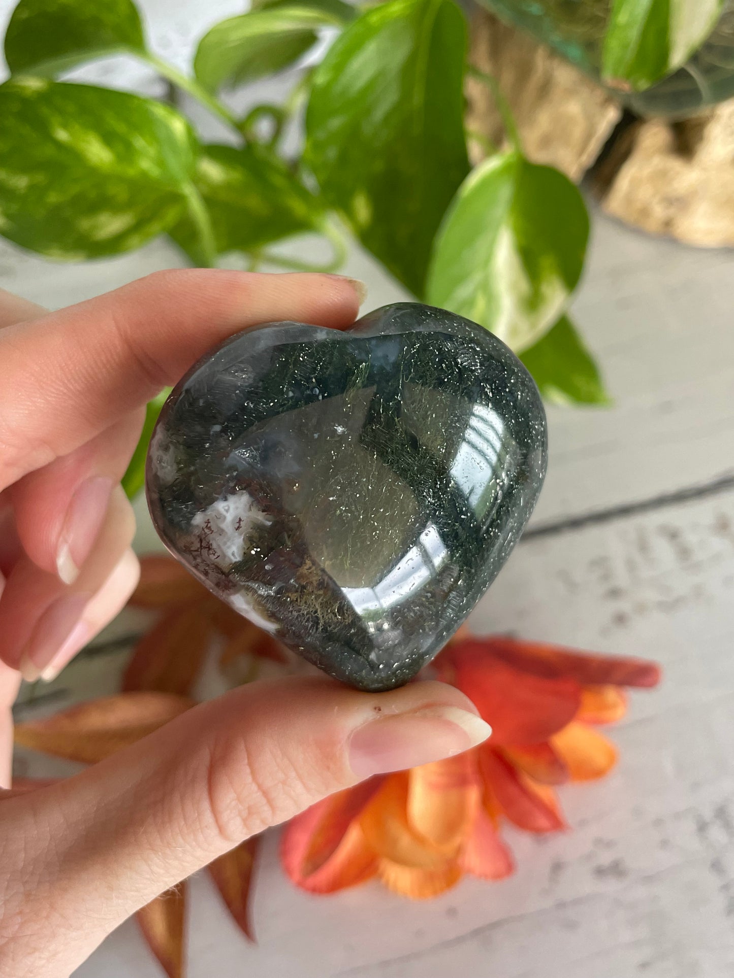 Moss Agate Heart