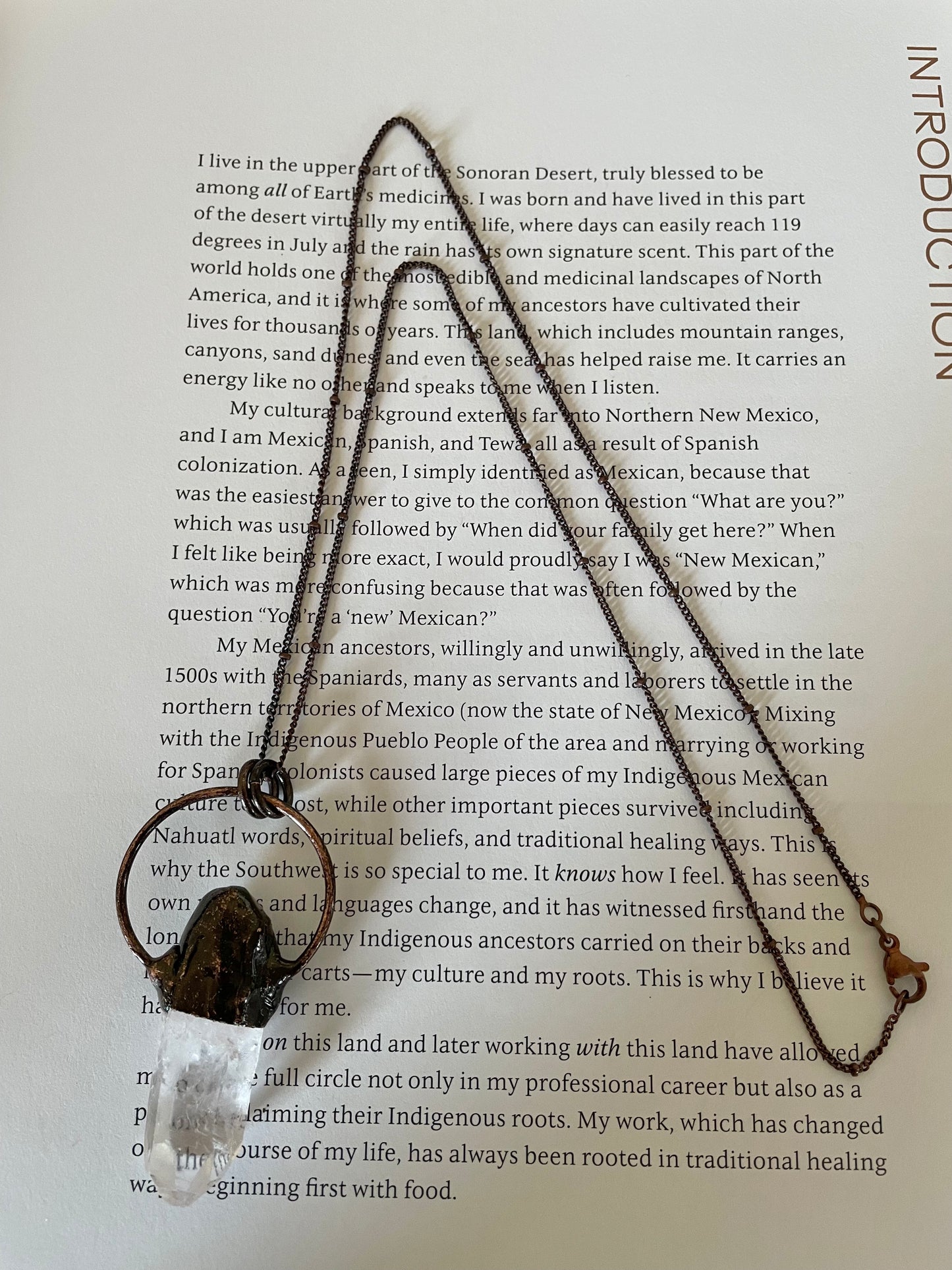 Copper electroplated Necklace ~ Clear Quartz