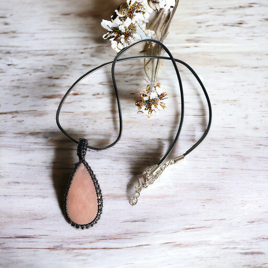 Macrame Pendant ~ Rose Quartz ~ Blissful