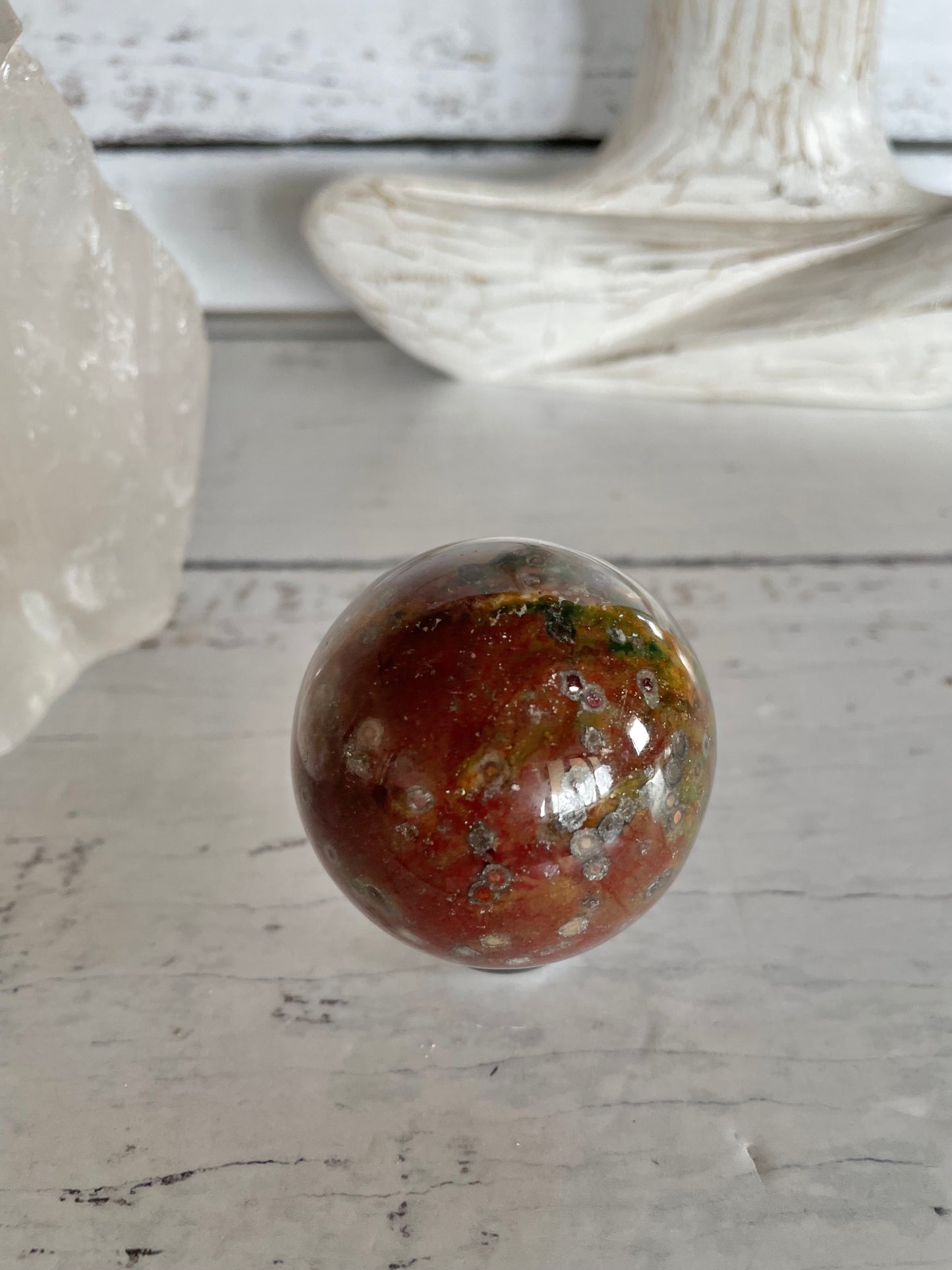 Bloodstone Sphere Includes Wooden Holder