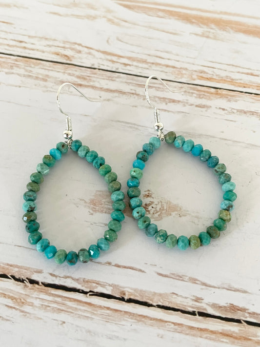 Faceted Arizona Turquoise Earrings - handmade by Wayne