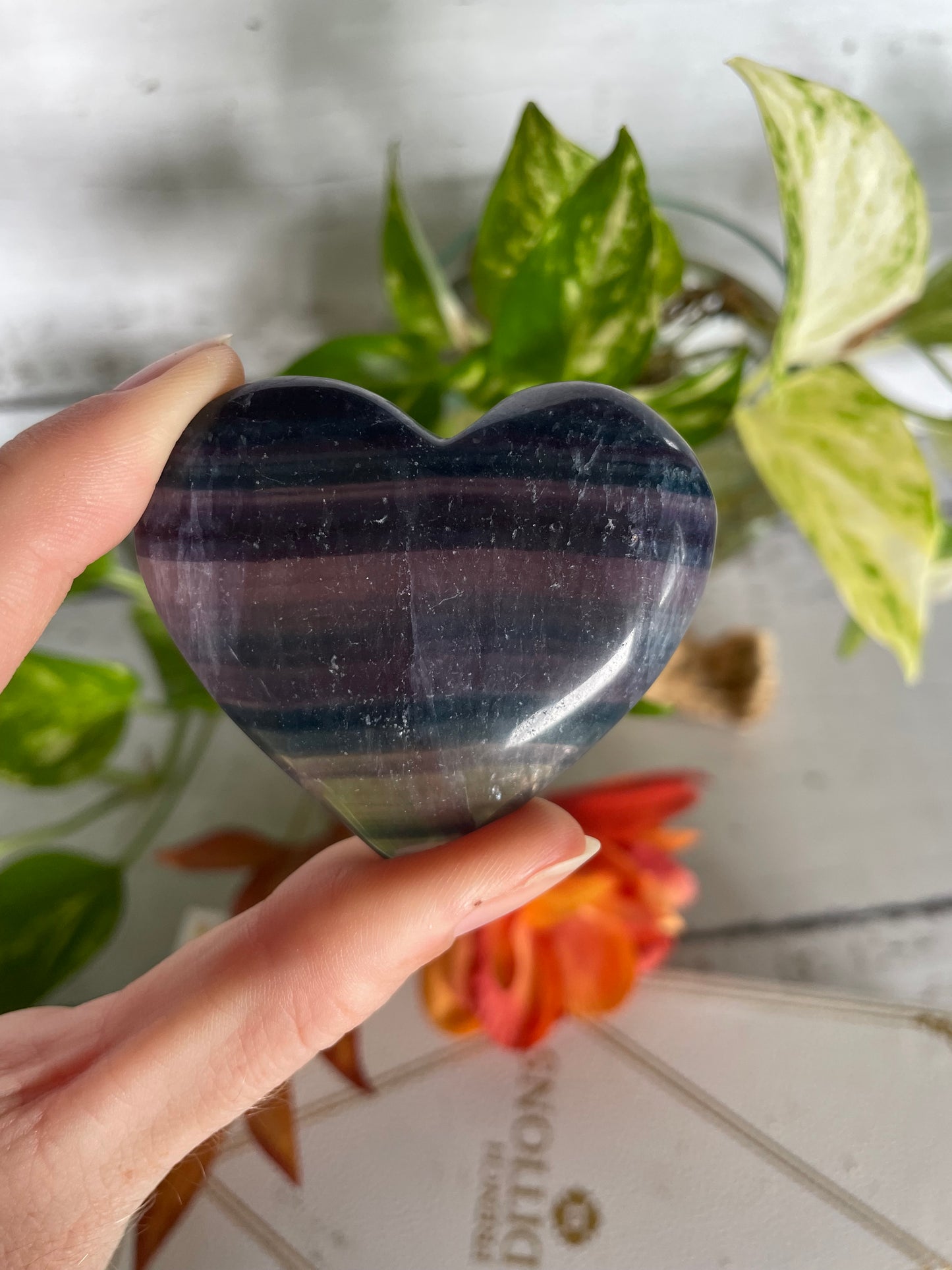 Rainbow Fluorite Heart