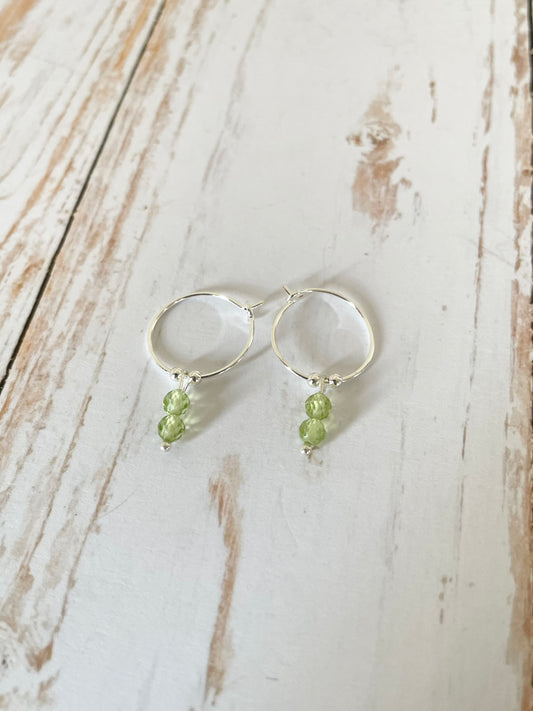 Peridot Faceted Hoops