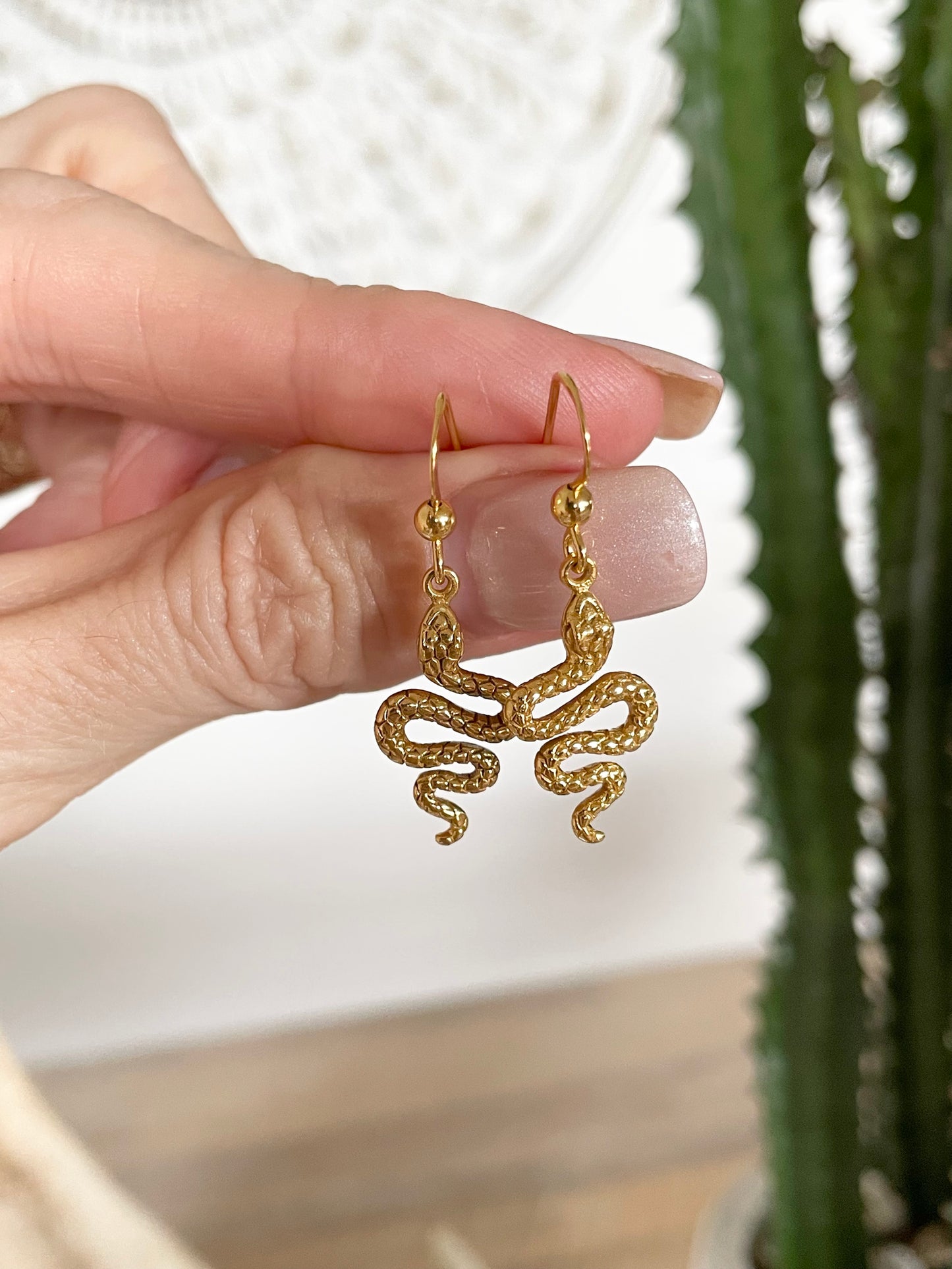 18K Gold Electroplated Serpent Dangles