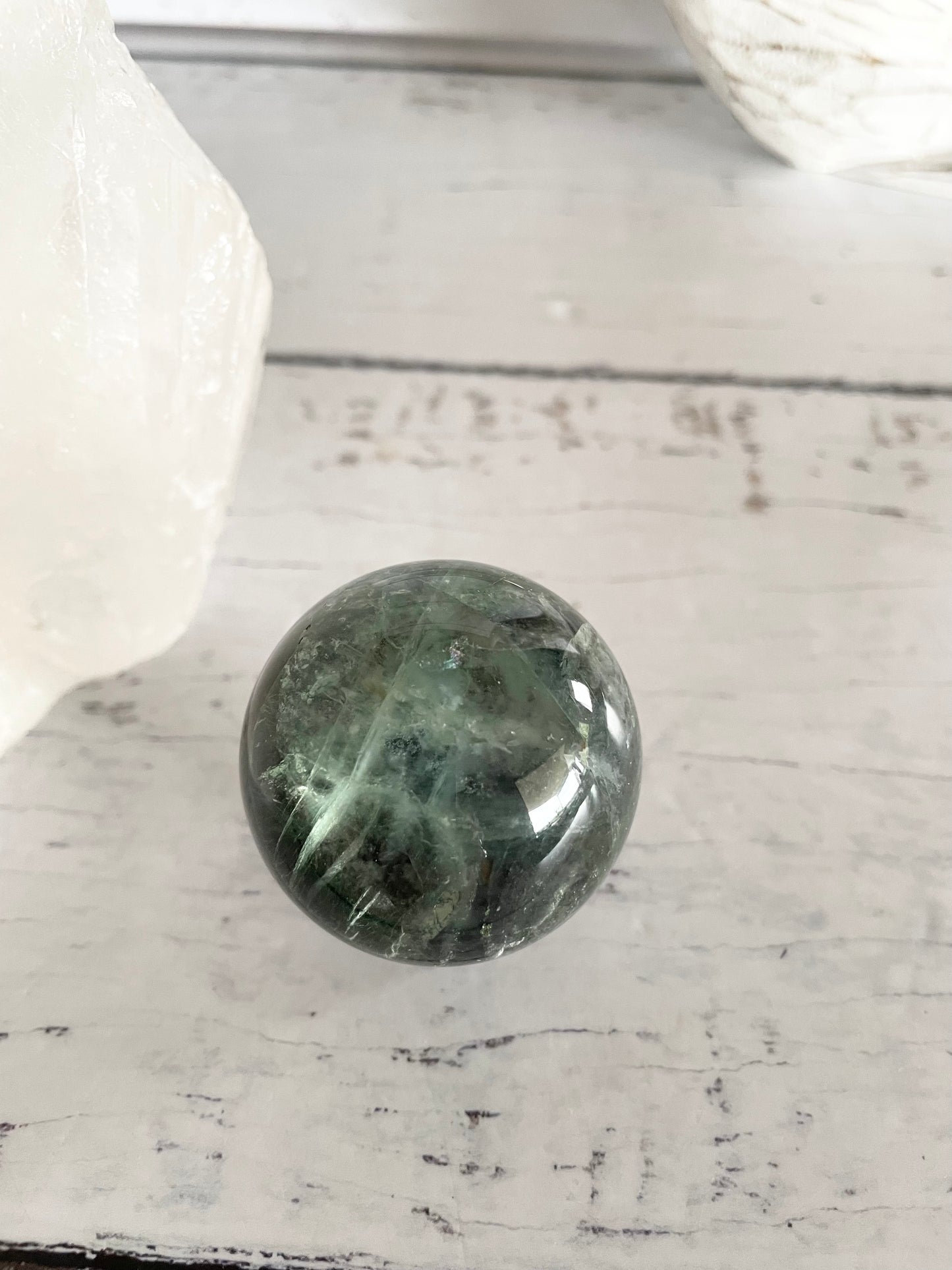 Rainbow Fluorite Sphere Includes Wooden Holder