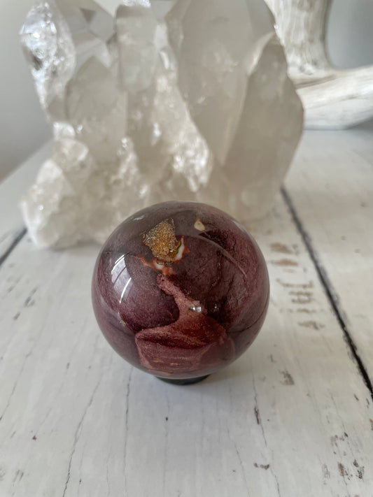 Mookaite Sphere Includes Wooden Holder