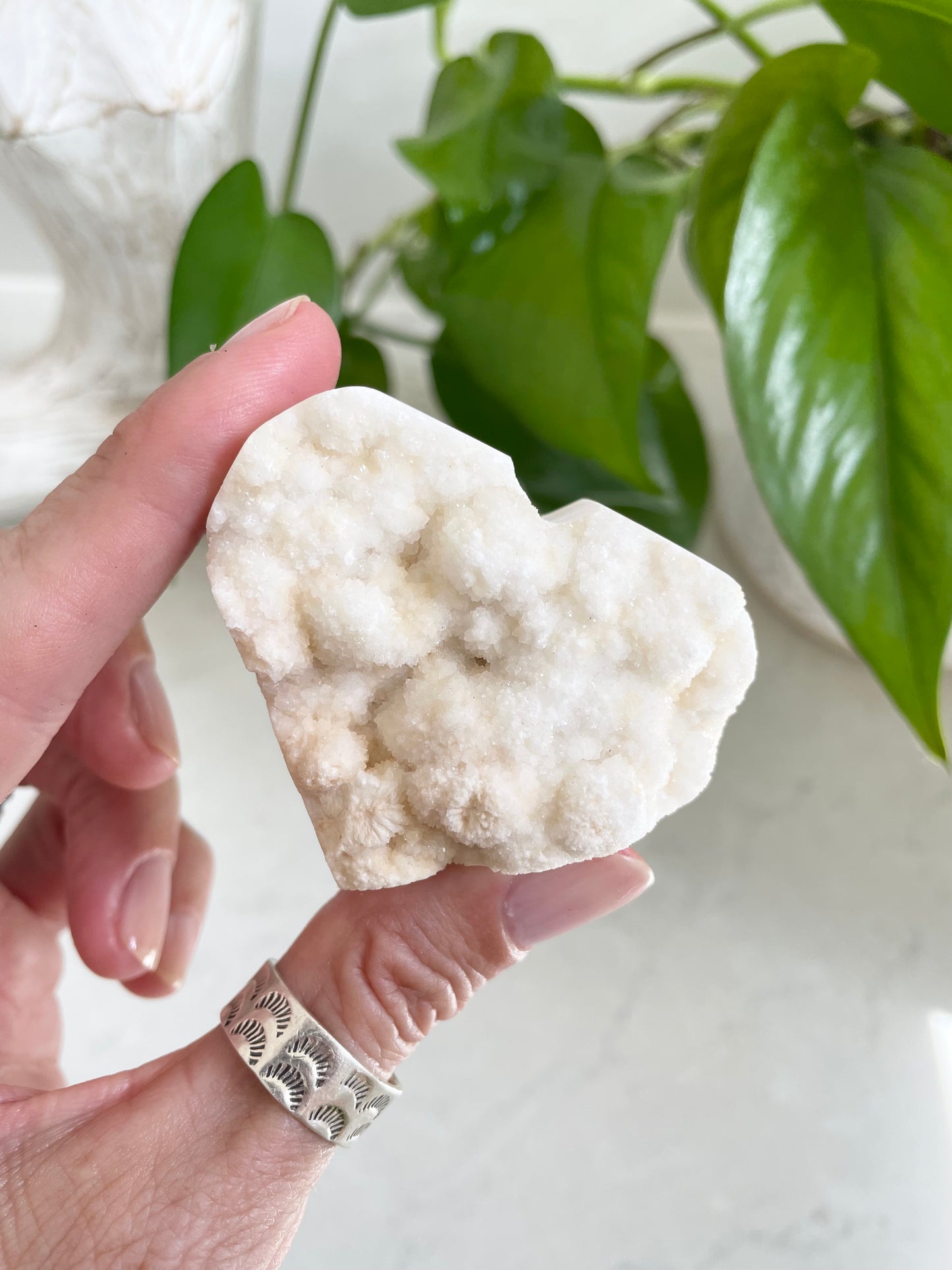 Druzy Snow Quartz Heart