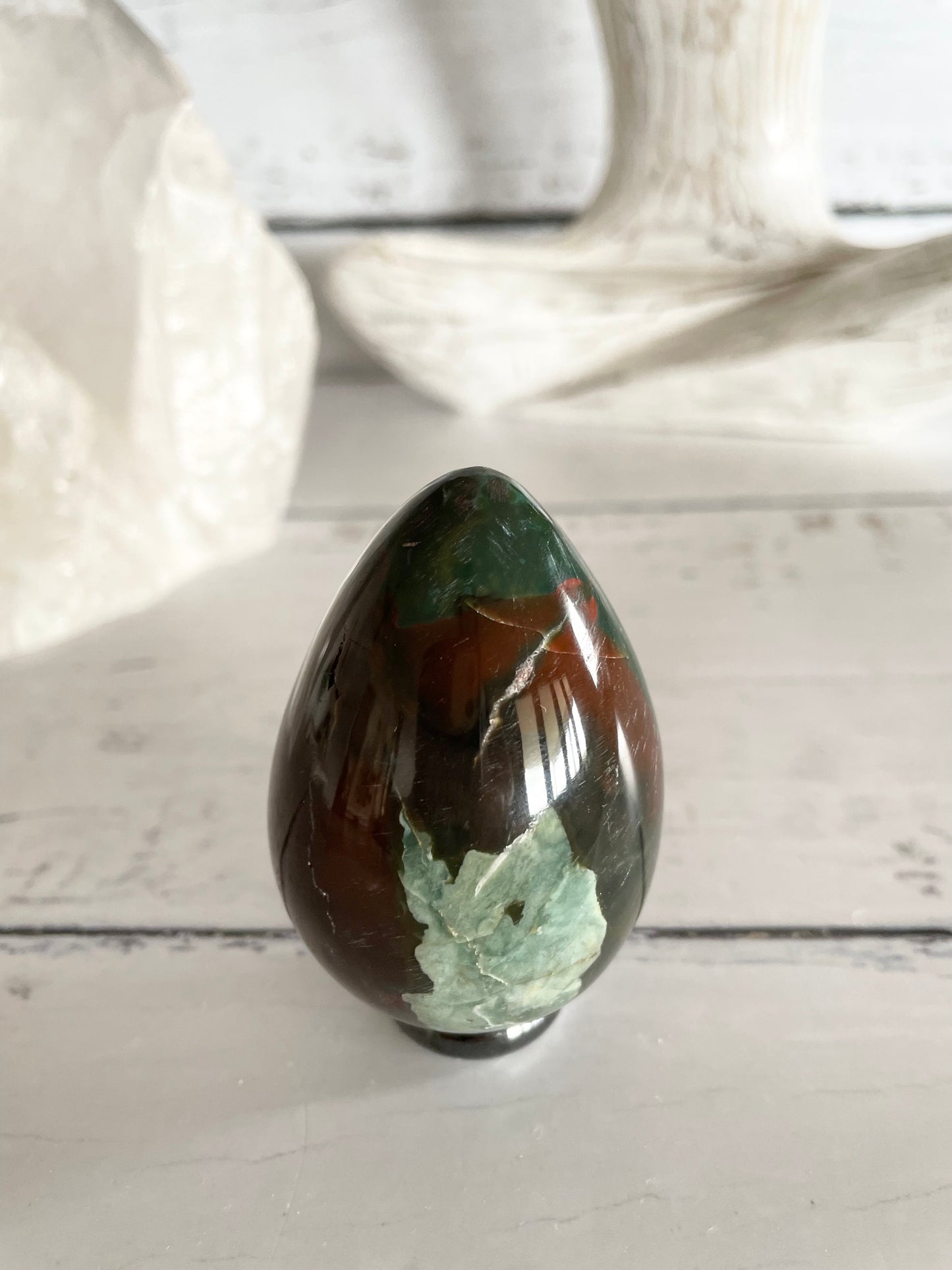 Bloodstone Egg Includes Hematite Ring