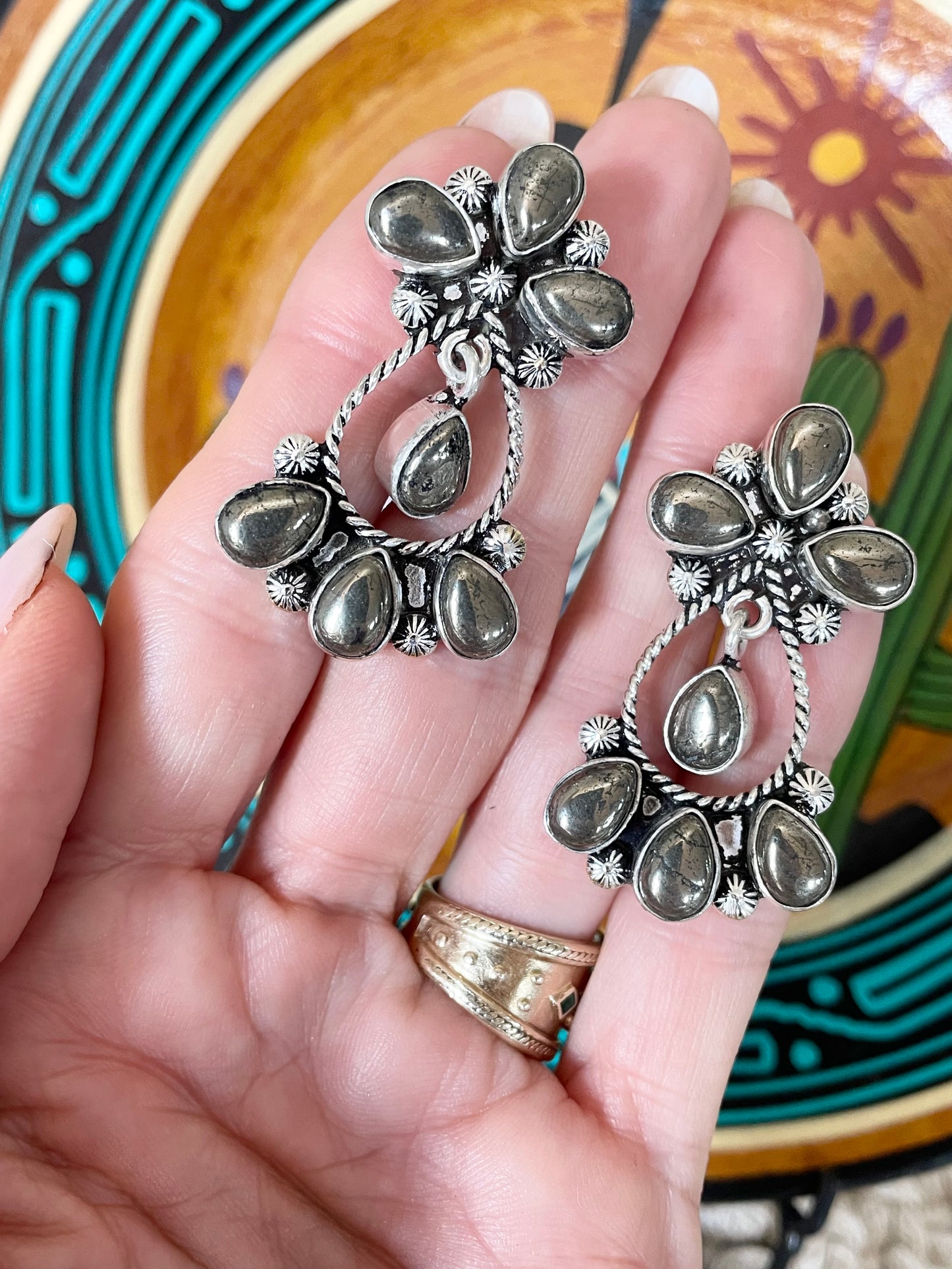 Pyrite Stud Dangles