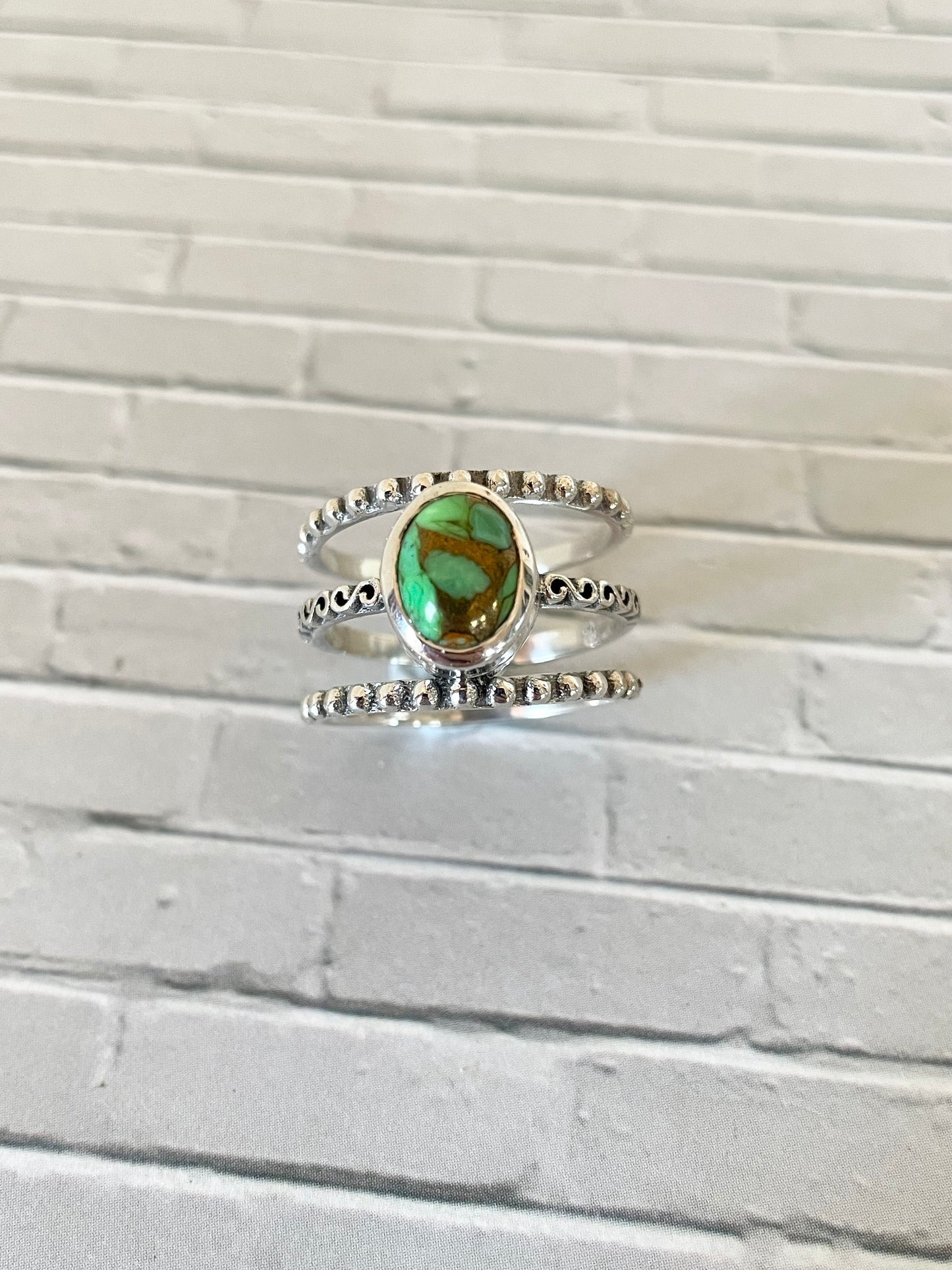 Green Copper Turquoise ring ~ size 8.5