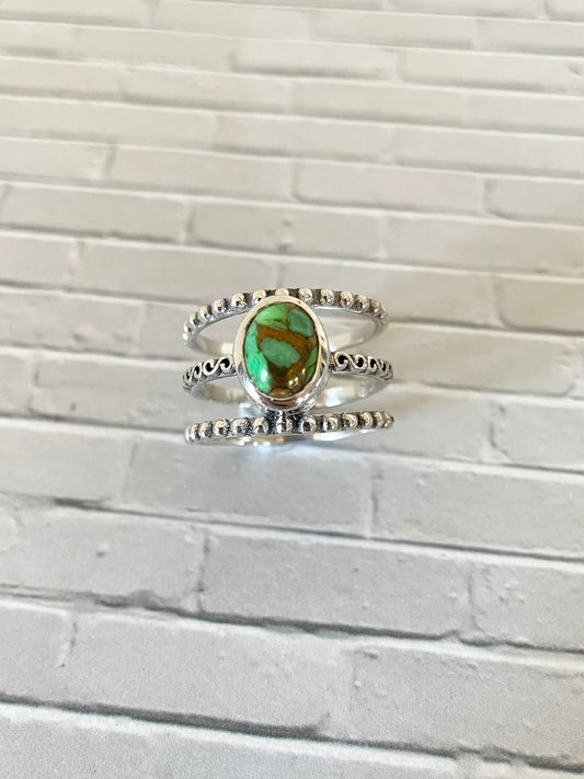 Green Copper Turquoise ring ~ size 8.5