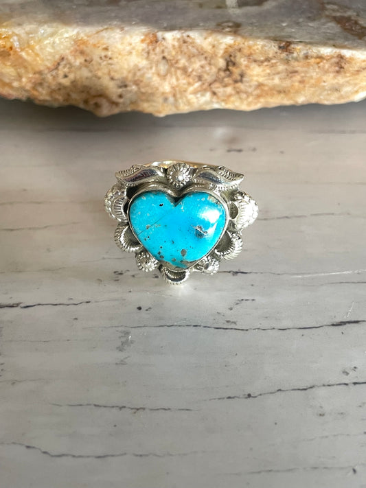 Kingman Turquoise Adjustable Ring ~ Size 7 - 9.5