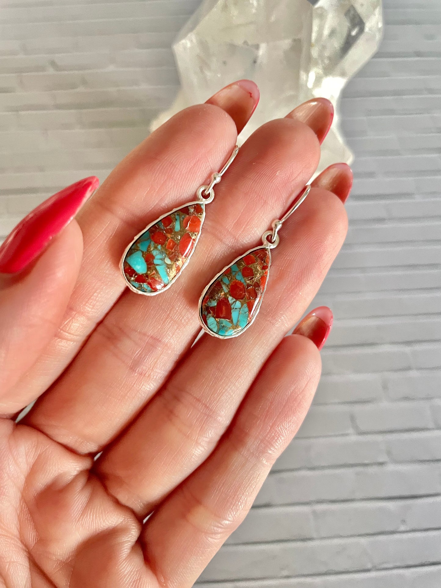 Coral Matrix & Kingman Turquoise Dangles