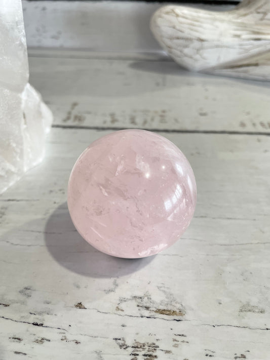 Rose Quartz Sphere Includes wooden holder