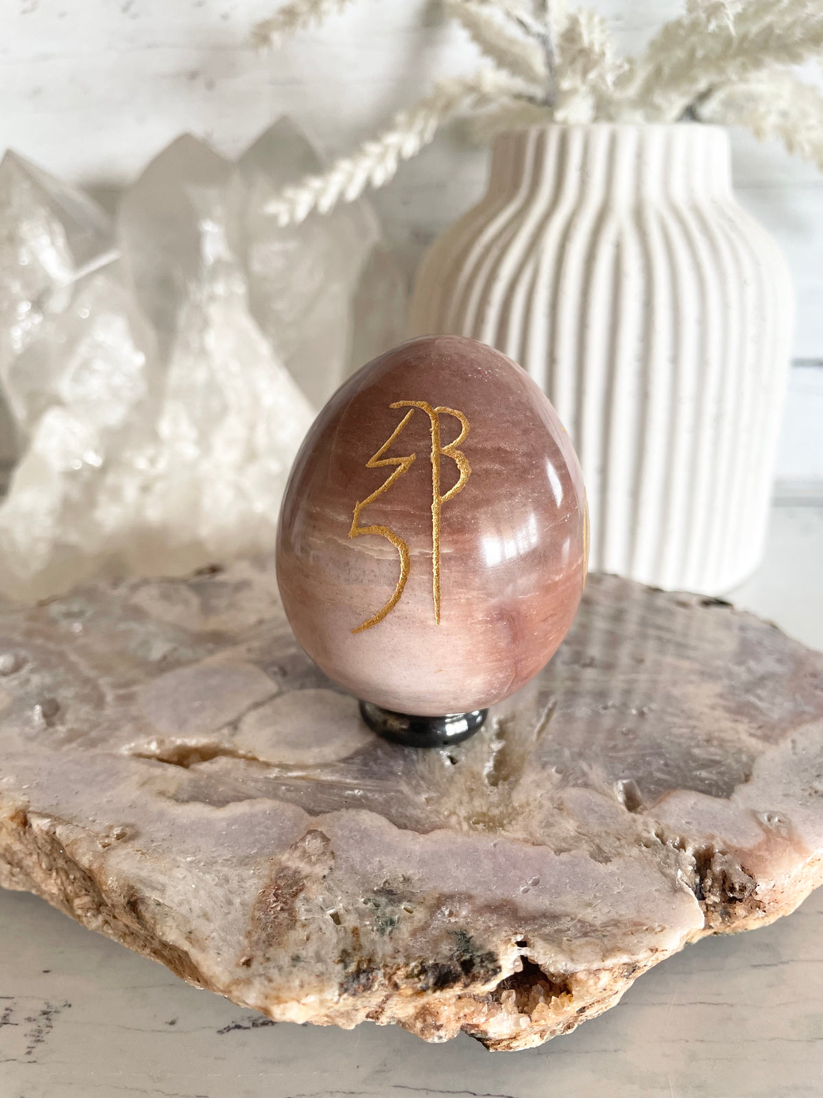 Jasper Reiki Egg with holder