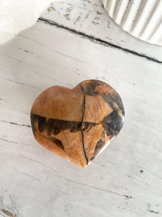 Smoky Quartz & Sunstone Heart