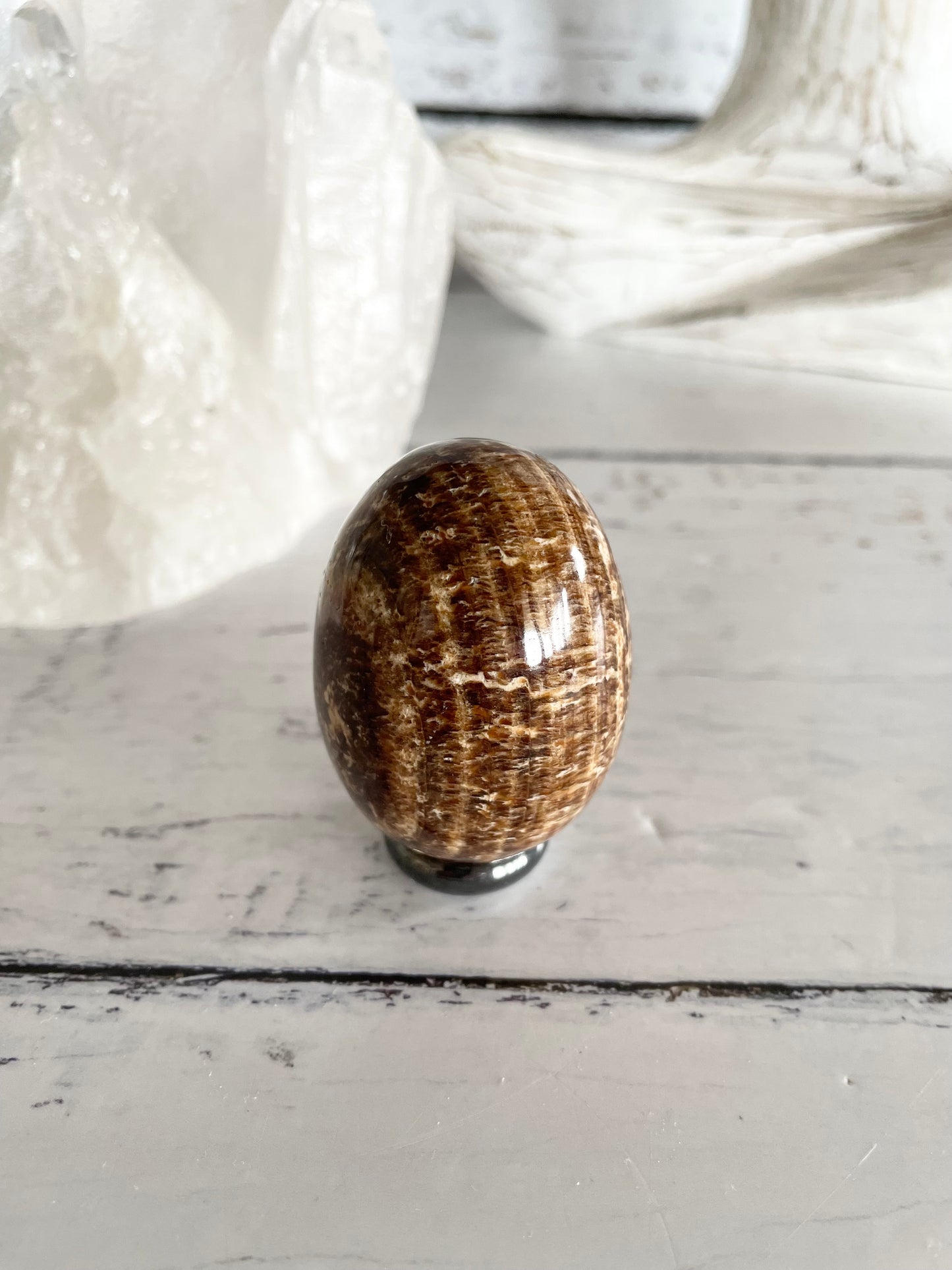 Aragonite Egg Includes hematite ring