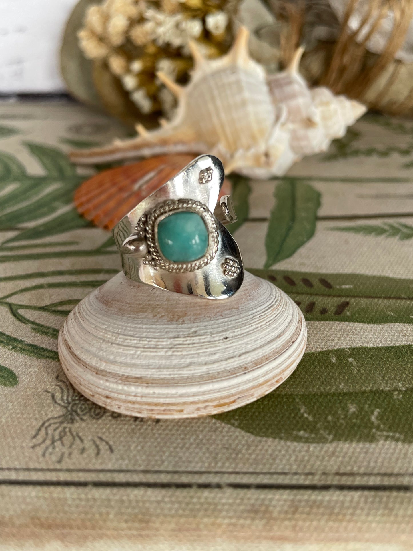 Amazonite Silver Fixed Ring