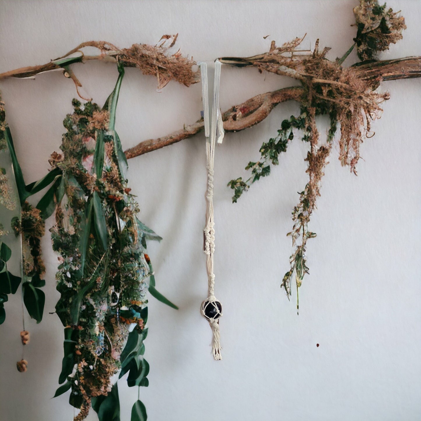 Macrame Hanging ~ Black Obsidian