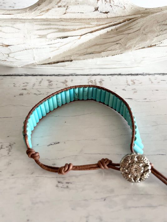 Crystal Adjustable Bracelet ~ Stabilised Turquoise