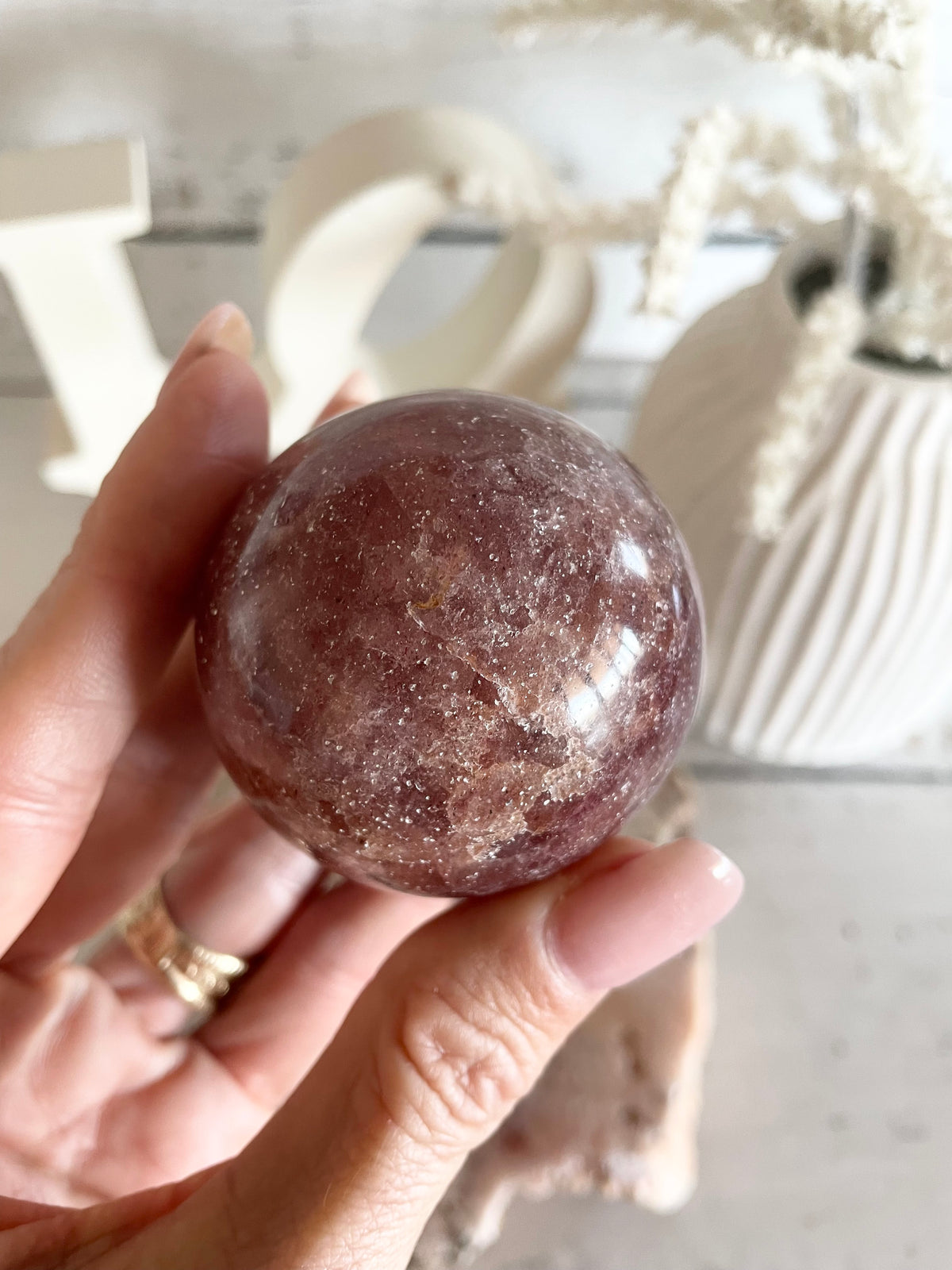 Strawberry Quartz Sphere includes holder
