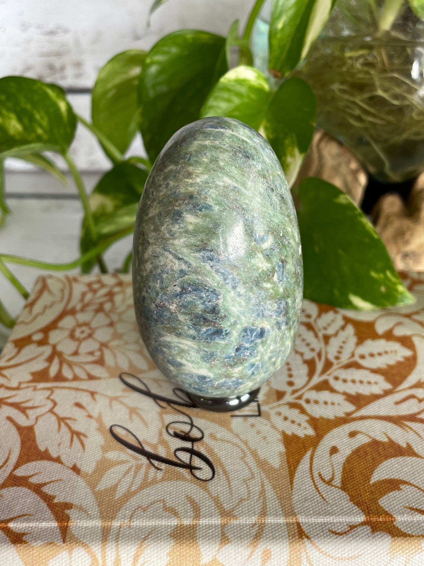 Ruby Fuchsite Egg Includes Hematite Ring