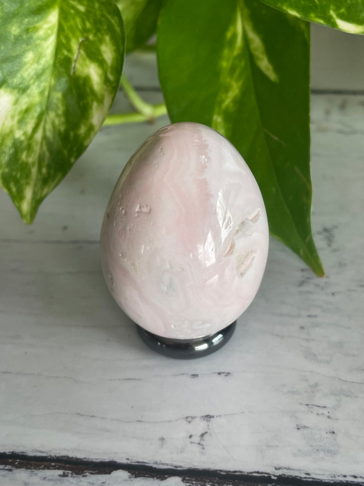 Mangano Calcite Egg Includes Hematite Ring