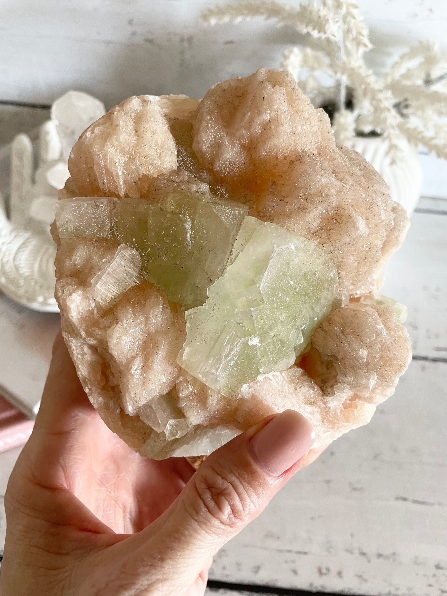 Green Apopyhllite Stilbite Cluster